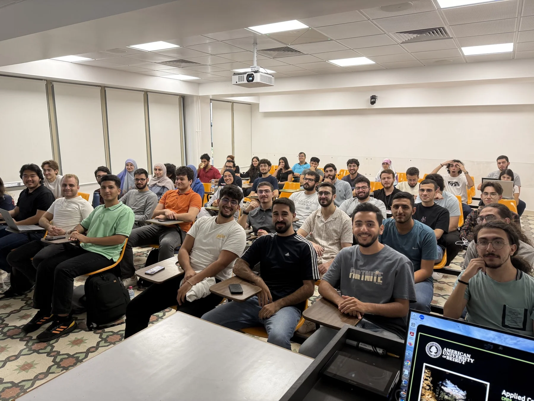Group photo of the fifty-five students of the Applied Cryptography class at the American University of Beirut