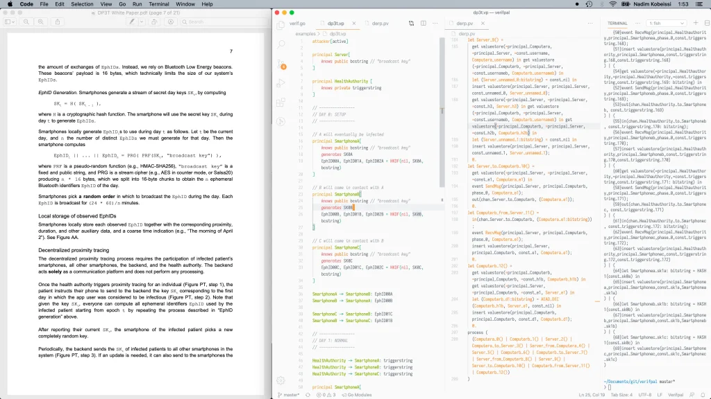 Verifpal generating ProVerif models live from the Verifpal model, through the Verifpal Visual Studio Code extension.